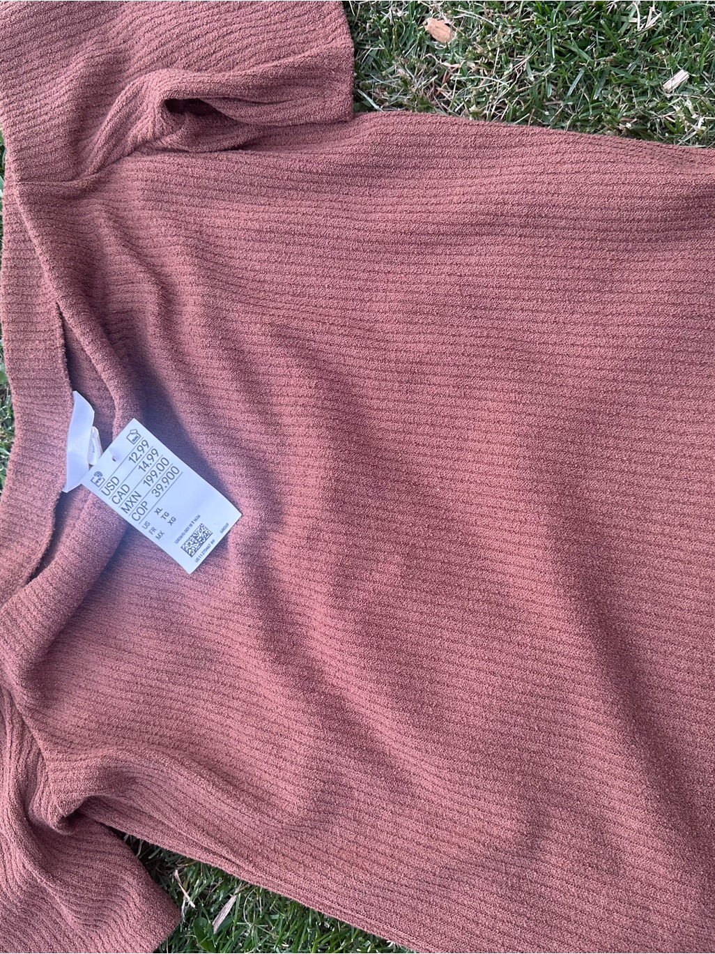 H&M Brown Ribbed Knit Top